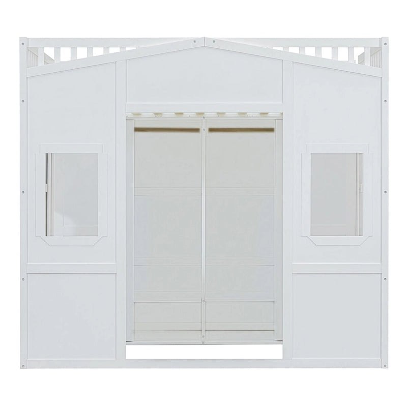 Full Size House Loft Bed With Ladder and Wardrobe