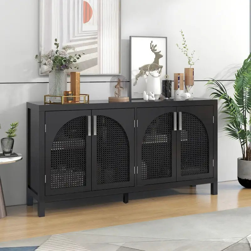 60 Large Storage Space Artificial Rattan Doors Buffet/Sideboard