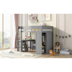 Wood with Wardrobes and 2-Drawer Desk with Cabinet