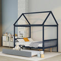 Full Size House Bed with Trundle and Charming Roof Detail