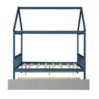 Full Size House Bed with Trundle and Charming Roof Detail