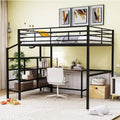 Black Full Metal Loft Bed with Desk & Storage Ladder