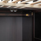 Wooden Full size Loft Bed with Bookshelf,Drawers,Desk,and Wardrobe