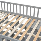 Wooden Full size Loft Bed with Bookshelf,Drawers,Desk,and Wardrobe