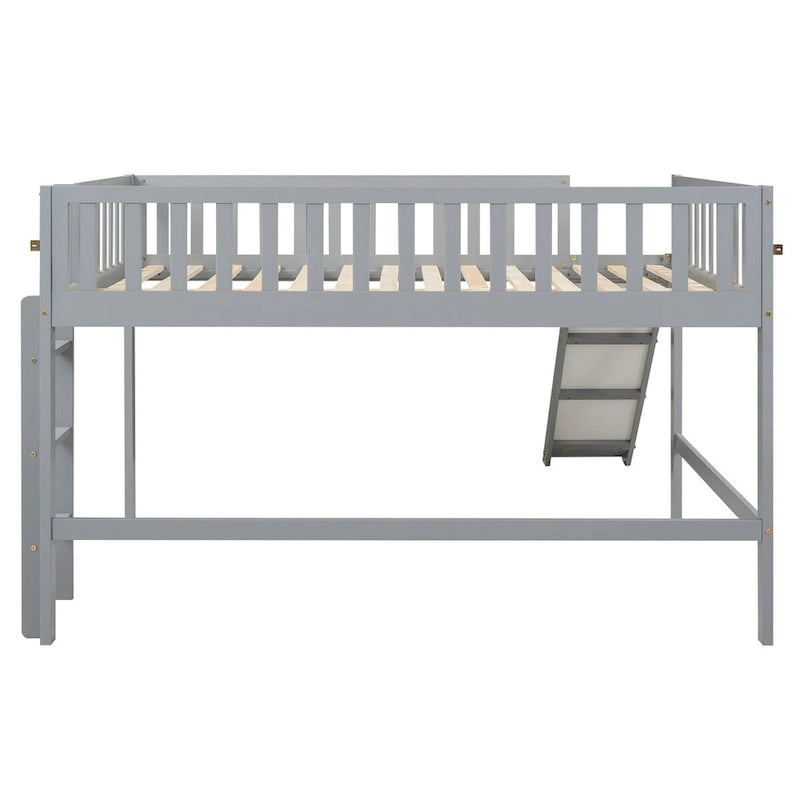 Full Size Low Loft Bed Frame for Boys Girls Kids Adults Toddler for Boys Girls Kids Adults Toddler with Ladder and Slide