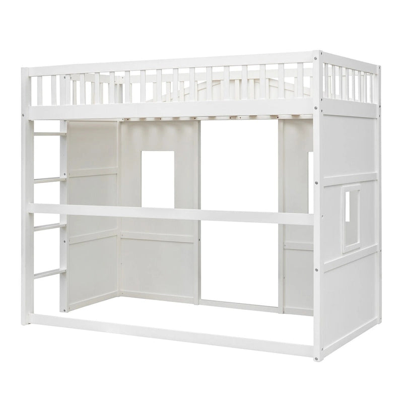 Elegant Pine Wood Twin Size Loft Bed, Ladder, Solid Construction