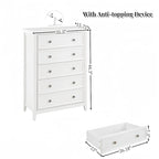 5 Storage Drawers Dresser Cabinet