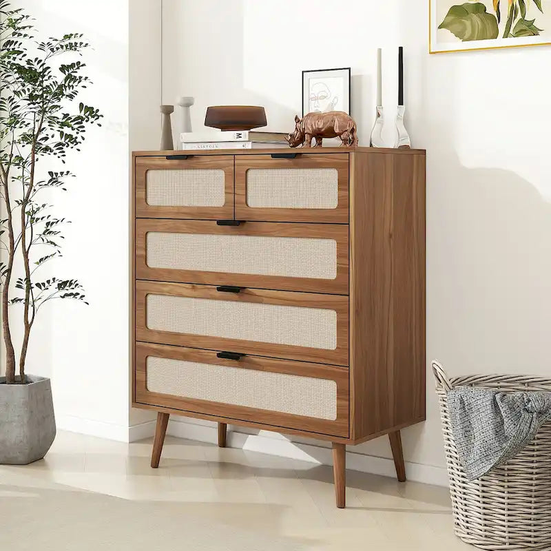 5 Drawer Cabinet, Accent Storage Cabinet, Suitable for Living Room, Bedroom, Dining Room, Study