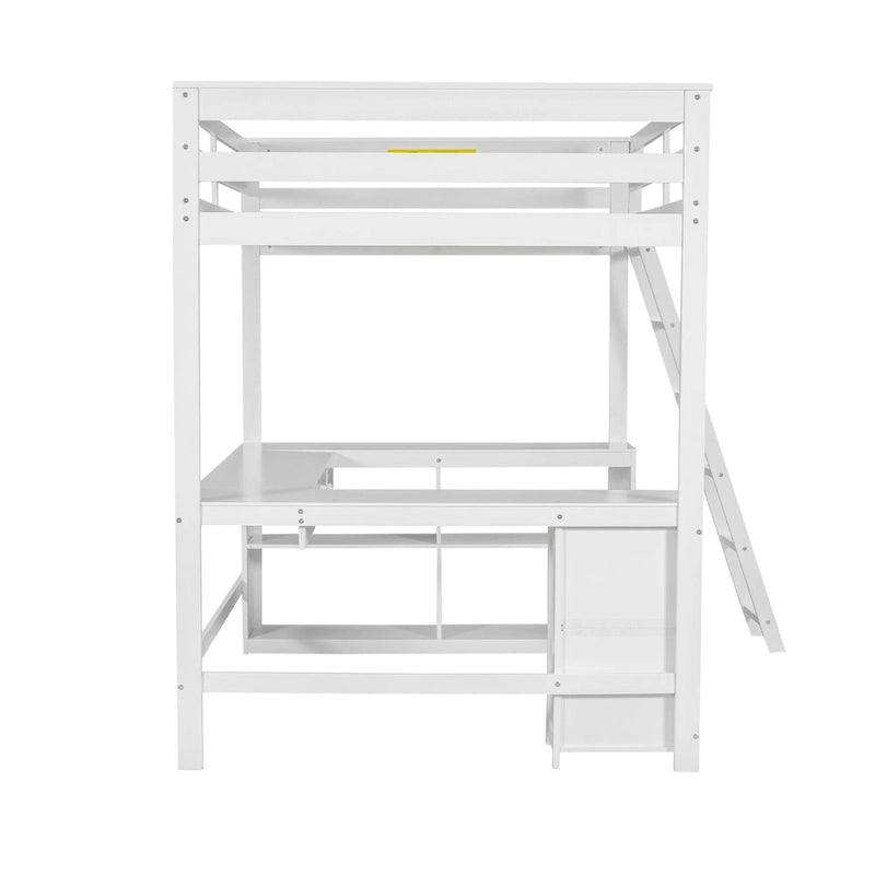 Full Size Loft Bed with U-shaped Desk
