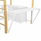 Wood Loft Bed With Built-in Storage Cabinet, Cubes, and Foldable Desk