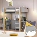 Wood Loft Bed With Built-in Storage Cabinet, Cubes, and Foldable Desk