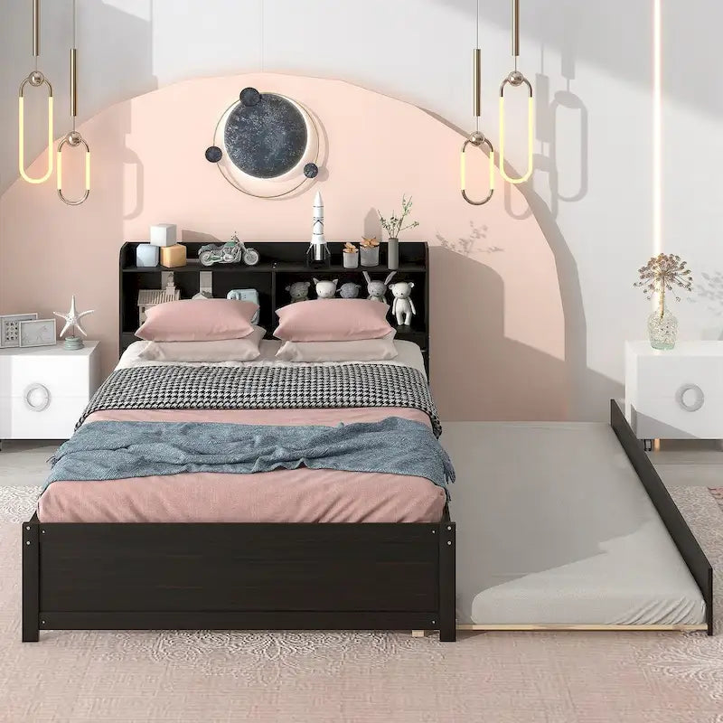 Full Bed with Trundle,Bookcase