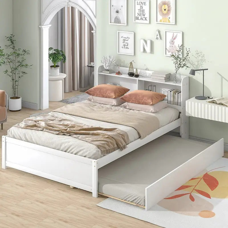 Full Bed with Trundle,Bookcase