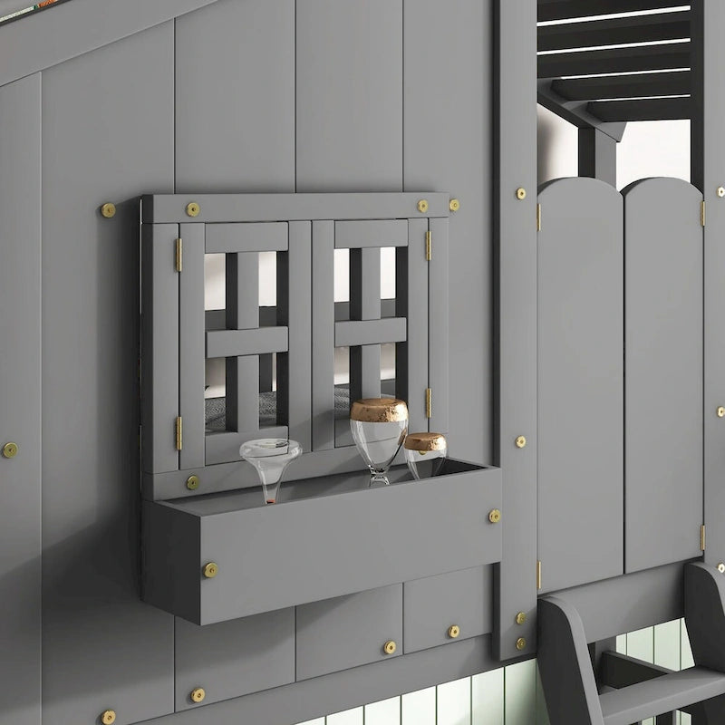 win over Twin House Bunk Bed with Roof