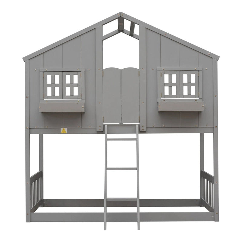 win over Twin House Bunk Bed with Roof