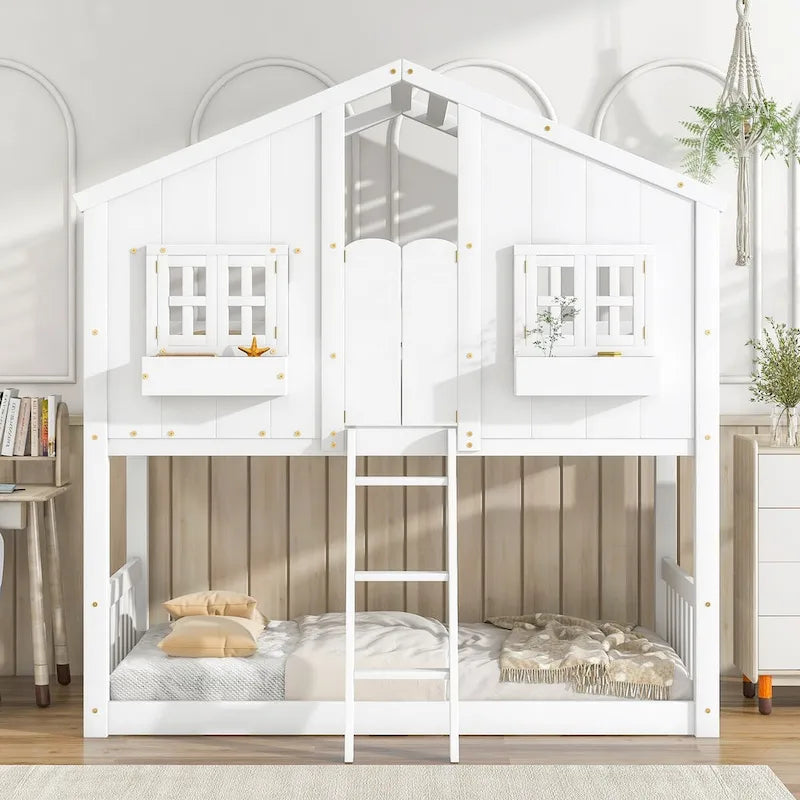 win over Twin House Bunk Bed with Roof