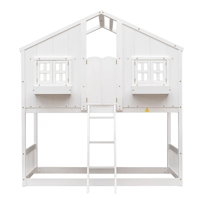 win over Twin House Bunk Bed with Roof