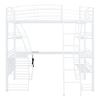 Full Size Loft Bed with 4 Layers of Shelves and L Shaped Desk