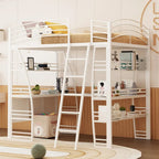 Full Size Loft Bed with 4 Layers of Shelves and L Shaped Desk