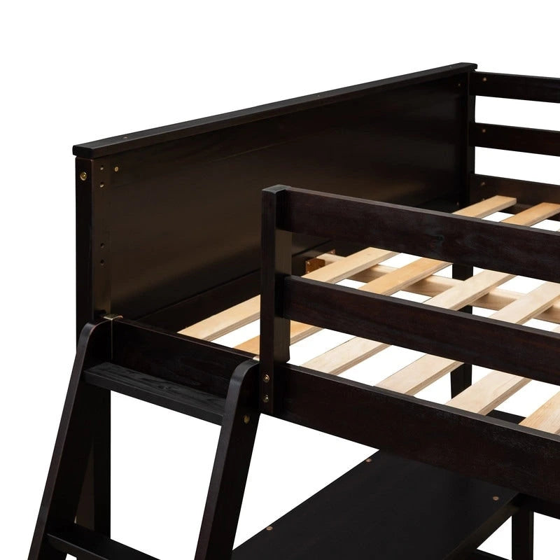 Full size Loft Bed with Shelves and Desk