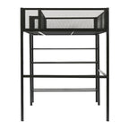 Black Metal Loft Bed with 4-Tier Shelves and Storage