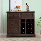 Classic Farmhouse Style Wooden Sideboard with Removable Wine Racks