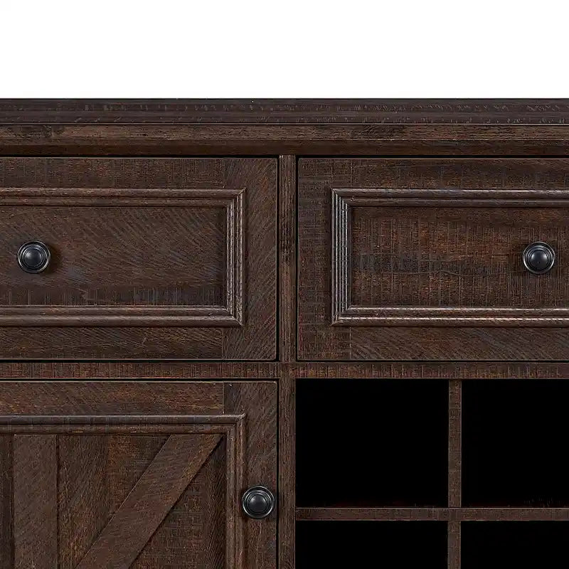 Classic Farmhouse Style Wooden Sideboard with Removable Wine Racks