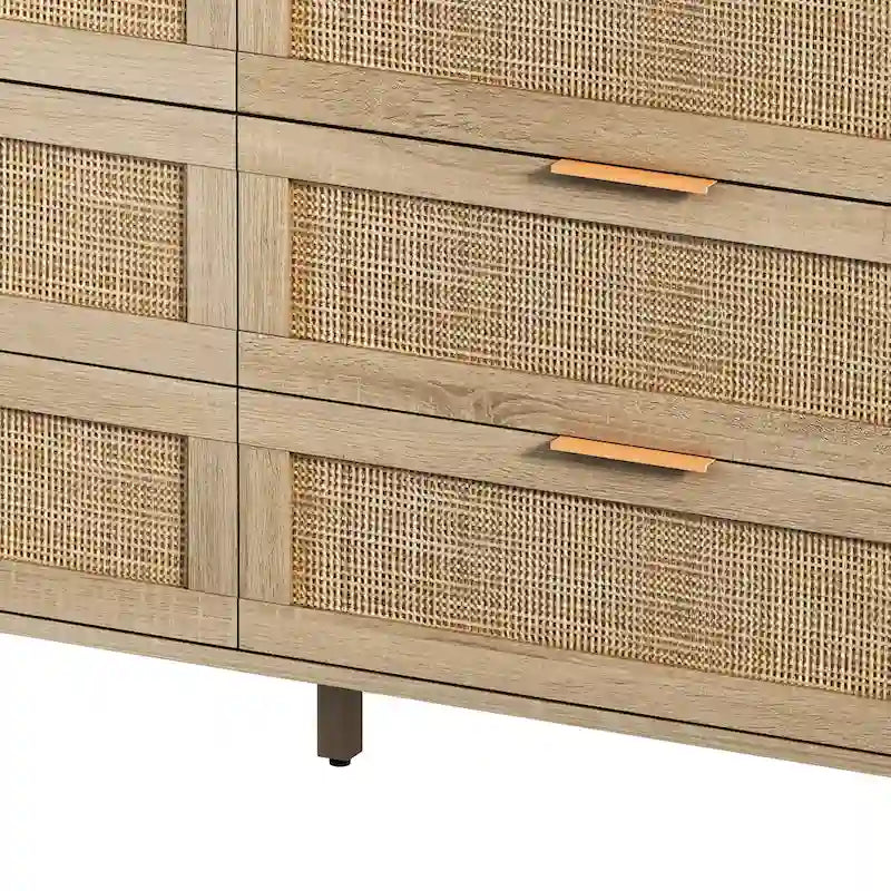 6-drawers Rattan Storage Cabinet - 51.18L x 15.75W x 29.53H