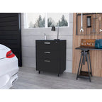 3 Drawers Storage Cabinet with Casters Lions Office, Black Wengue Finish,High quality and durable