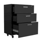 3 Drawers Storage Cabinet with Casters Lions Office, Black Wengue Finish,High quality and durable