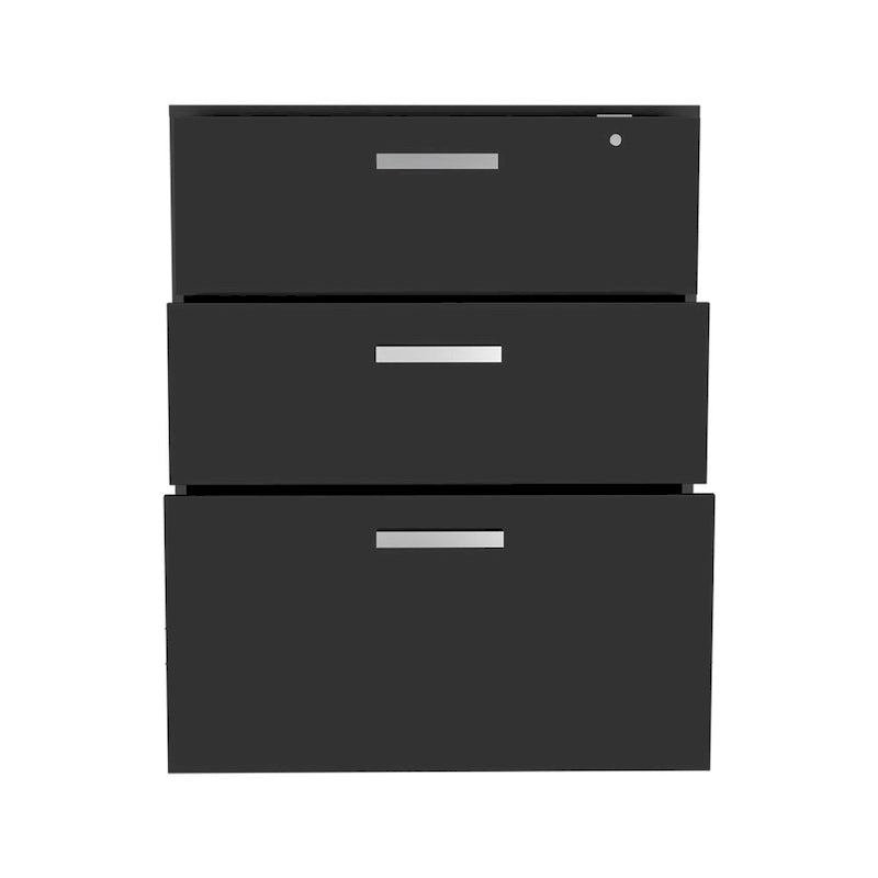 3 Drawers Storage Cabinet with Casters Lions Office, Black Wengue Finish,High quality and durable