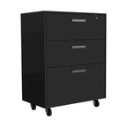 3 Drawers Storage Cabinet with Casters Lions Office, Black Wengue Finish,High quality and durable