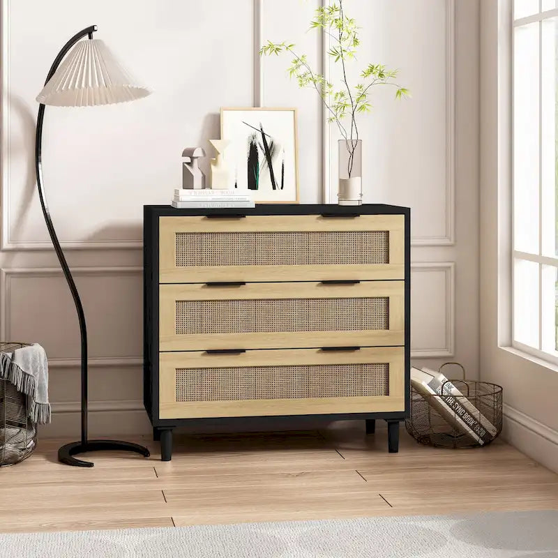 31.503-Drawers Rattan Storage Cabinet