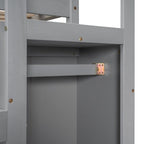 Wooden Full Size Loft Bed with Built-in Storage Wardrobe and Staircase