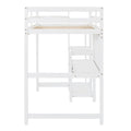 White Twin Wood Loft Bed with Shelves, Desk, Writing Board, Guardrail