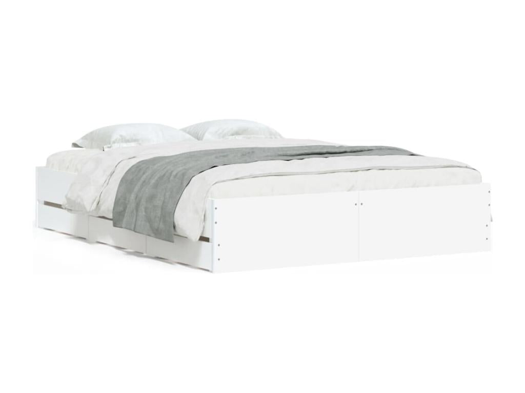 Bed frame with drawers, mattress not included, white, 140x200 cm, 41542VDPS