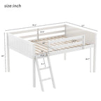 Wood Low Loft Bed w/Ladder,Ladder Can Be Placed On The Left Or Right