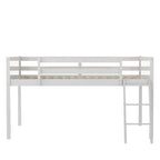 Wood Low Loft Bed w/Ladder,Ladder Can Be Placed On The Left Or Right