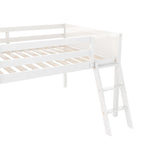 Wood Low Loft Bed w/Ladder,Ladder Can Be Placed On The Left Or Right