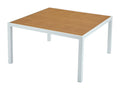 Square aluminum garden dining table, 140 cm long - Light natural and white - Bohometop 46510KJWO