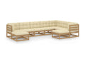 9-piece garden furniture set with cushions, honey brown, pine wood
