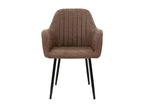 Set of 6 brown upholstered dining/living room chairs with faux leather armrests 03926IOGH