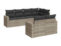 7-piece garden furniture set with cushions, light grey woven resin 96845ZUHT