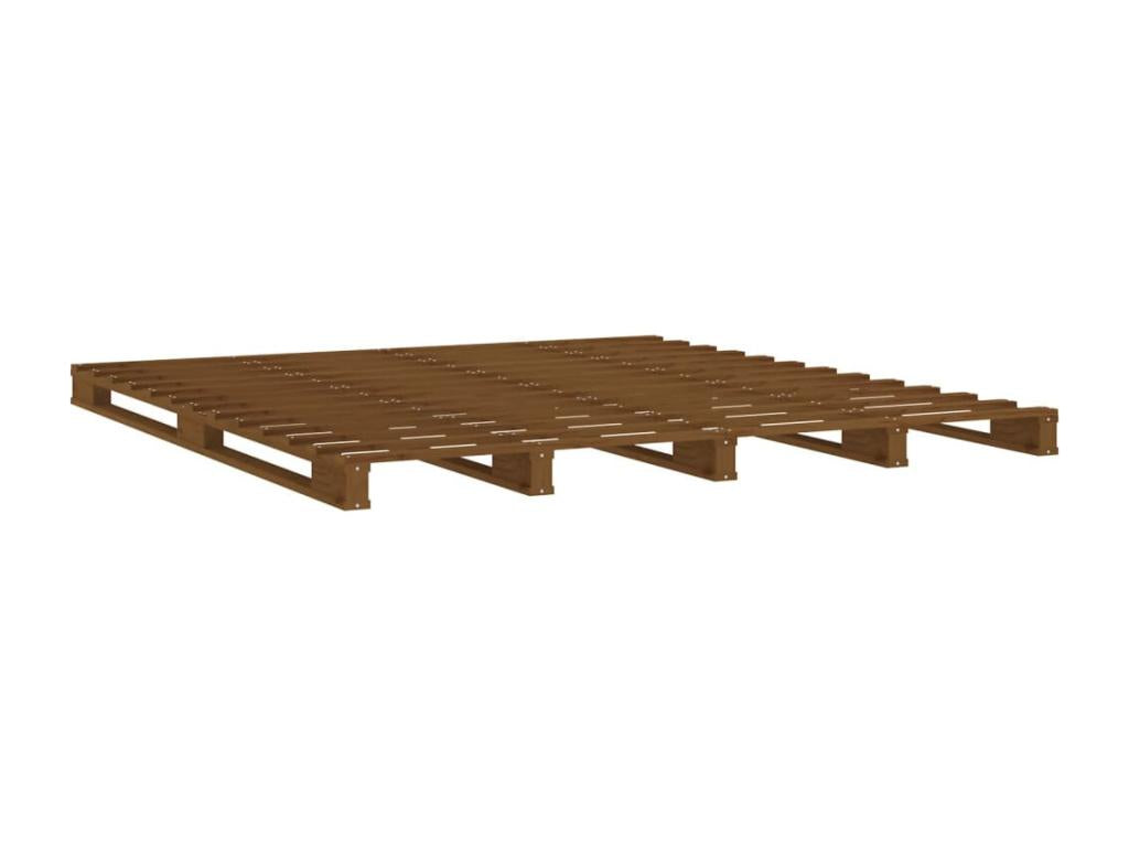 Honey brown pallet bed 150x200 cm solid pine wood 21807DHAE
