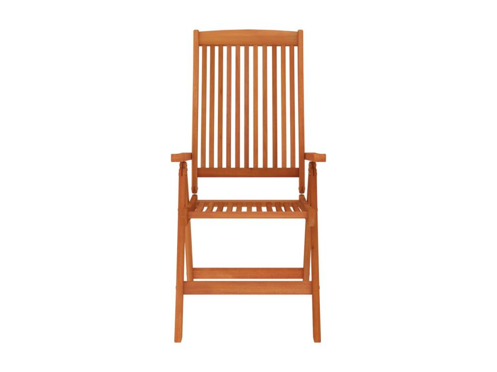 Folding garden chairs, set of 8, solid eucalyptus wood, 25116NVQR