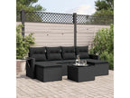 7-piece garden furniture set with cushions, black resin wicker, 69503KLNQ