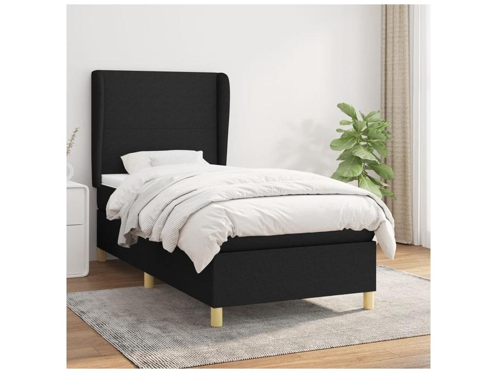 Bohometop bed base with mattress, black, 90x190 cm, fabric, 43424JBPH