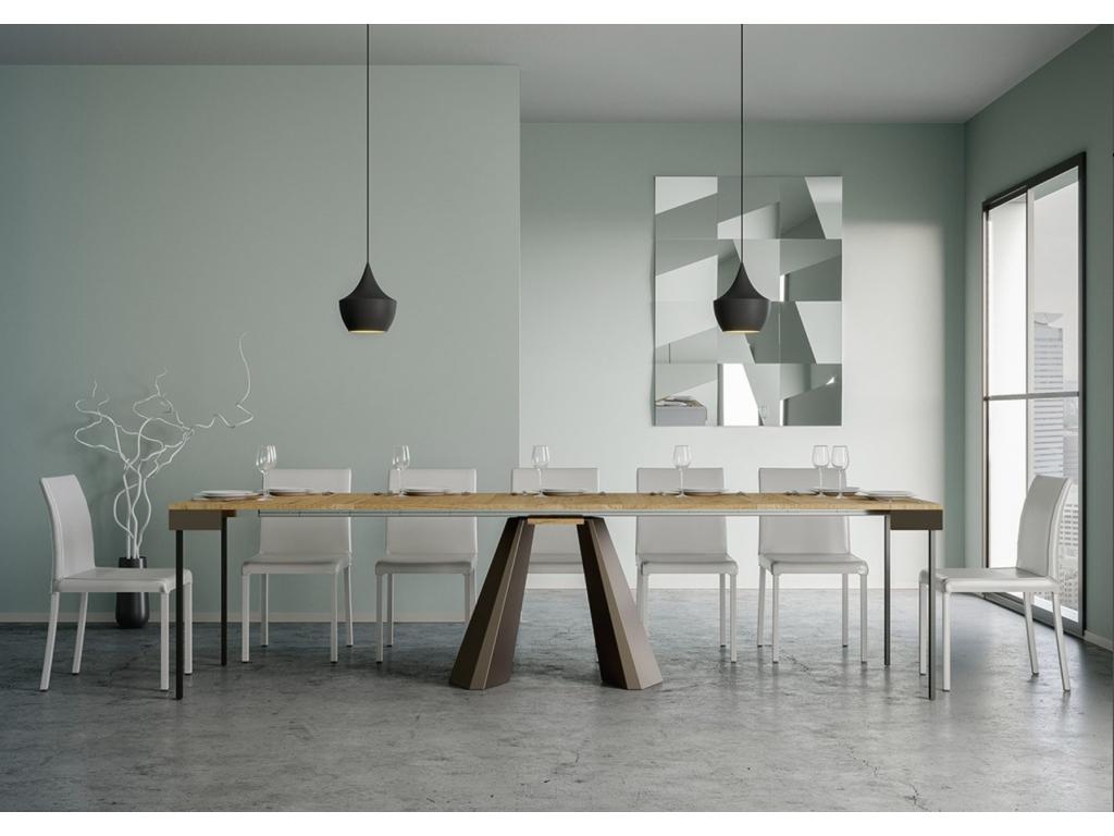 Bohometop extendable console table in wood and brown steel - Brown color 50314DRVP