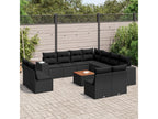 12-piece garden furniture set with cushions, black resin wicker, 08175OPKG