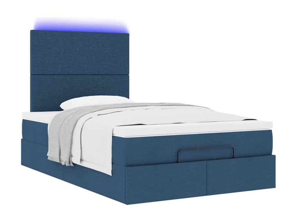 Ottoman bed frame with blue mattress 120x190 cm fabric 91287BVPQ